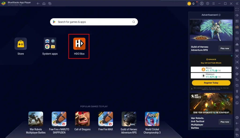 HDO BOX on Emulator